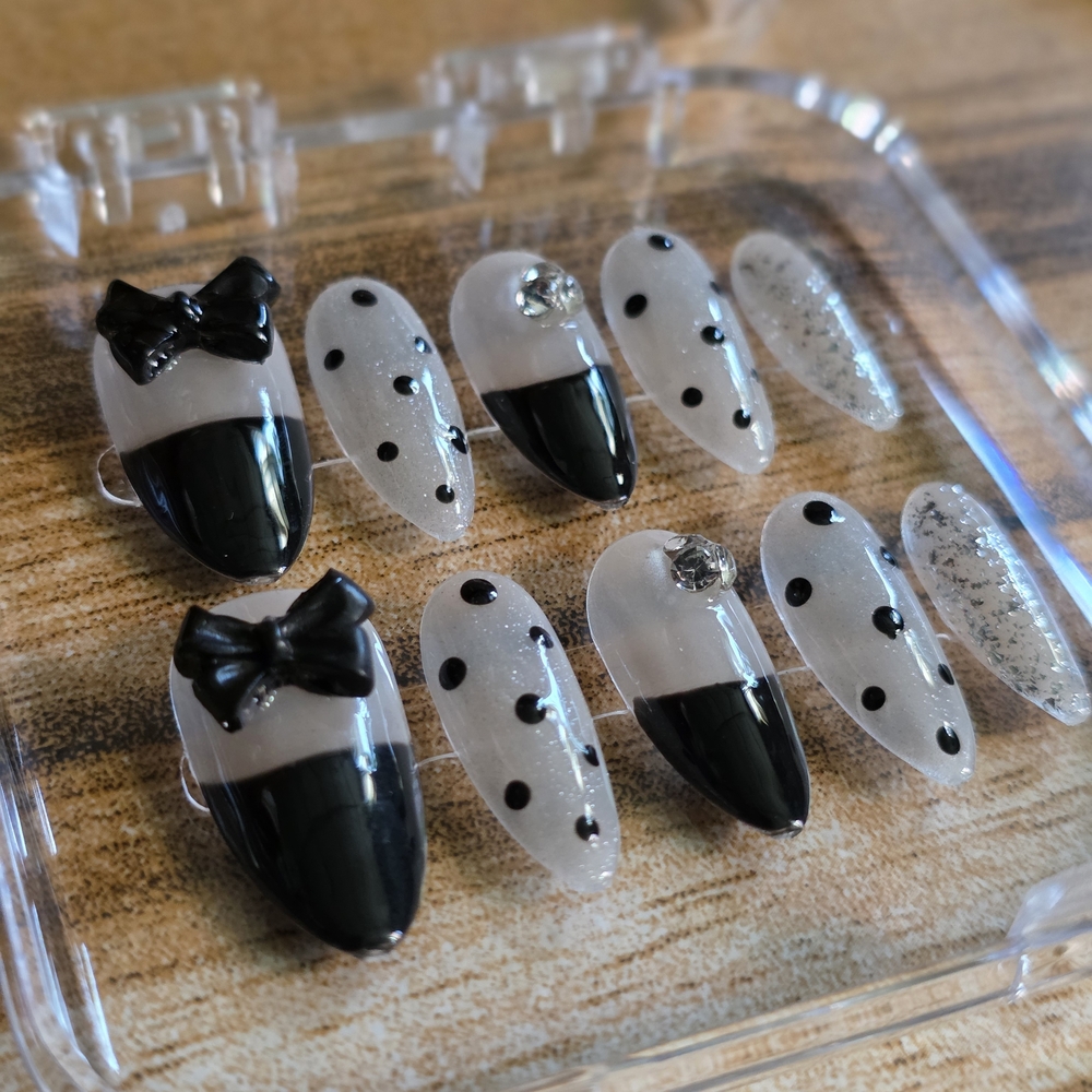 39. Almond Polka Dot, Bow-Tie Press on